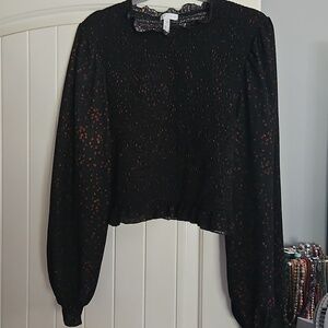 Leith crop smocked bell sleeve top Size 2X